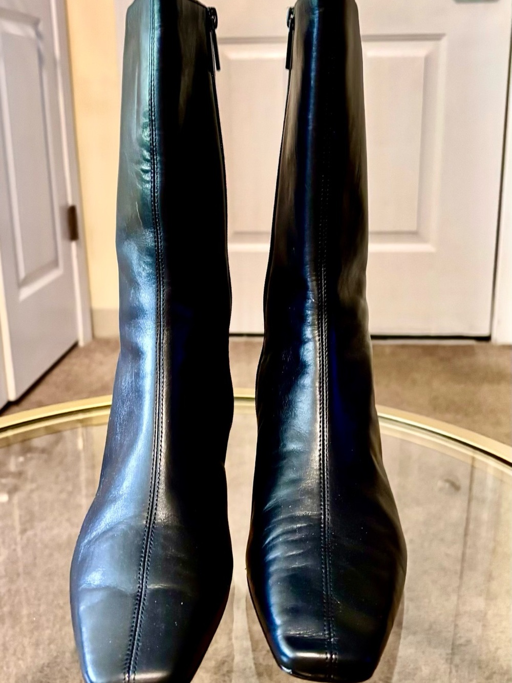 J. Crew Black Leather Tall Ankle Boots